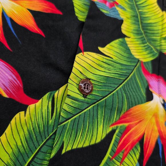 VTG Hilo Hattie Floral Bird Of Paradise Hawaiian Shirt Men Small - Picture 6 of 9